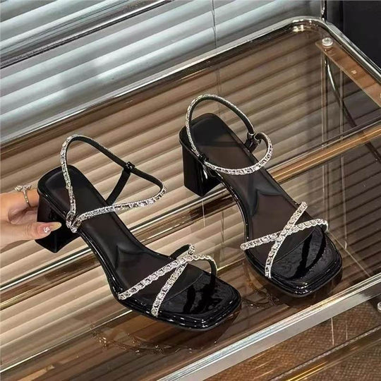 Damen elegante Sandalen mit Strassverzierungen EB