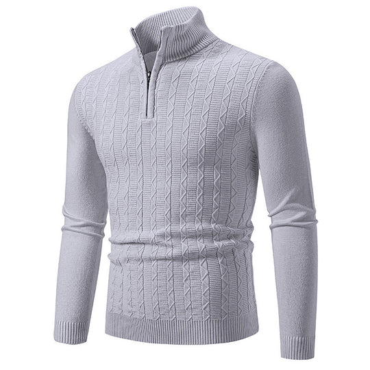 Herren modischer Strickpullover mit Stehkragen und Reißverschluss EB