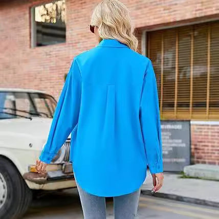 Damen Lockeres Hemd mit geknöpfter Front und Elegantem Schnitt EB