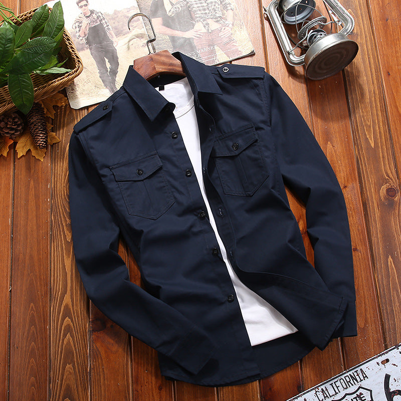 Herren Military-Hemdjacke mit Schulterklappen und Pattentaschen EB