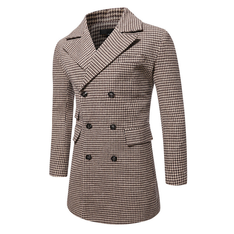 Herren eleganter Karoblazer mit doppelter Knopfleiste und stylischem Innenfutter EB
