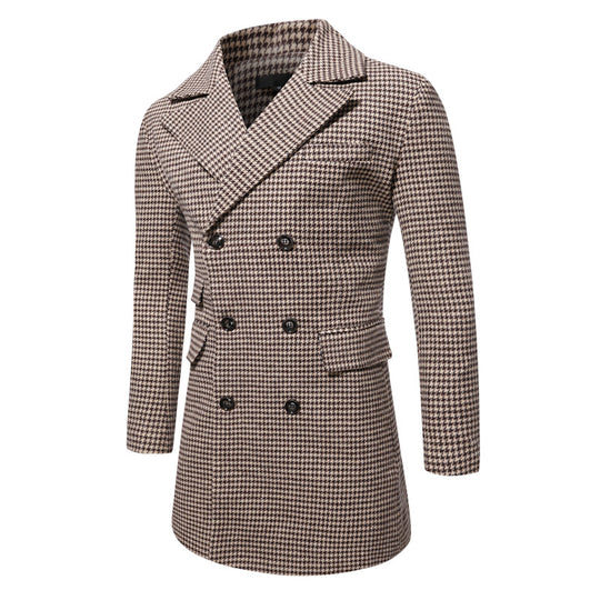 Herren eleganter Karoblazer mit doppelter Knopfleiste und stylischem Innenfutter EB