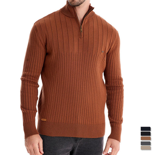 Herren Pullover mit halbem Reißverschluss und Rippstruktur EB