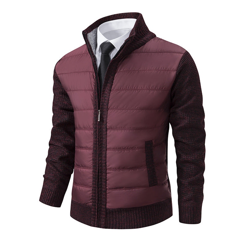 Herren nan gesteppte Hybrid-Strickjacke mit Stehkragen Reißverschluss und Eingrifftaschen EB