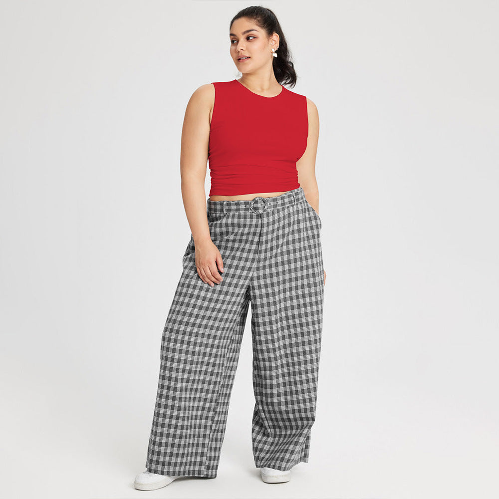 Damen weit geschnittene Karottenhose mit dekorativer Gürtel-Detail EB