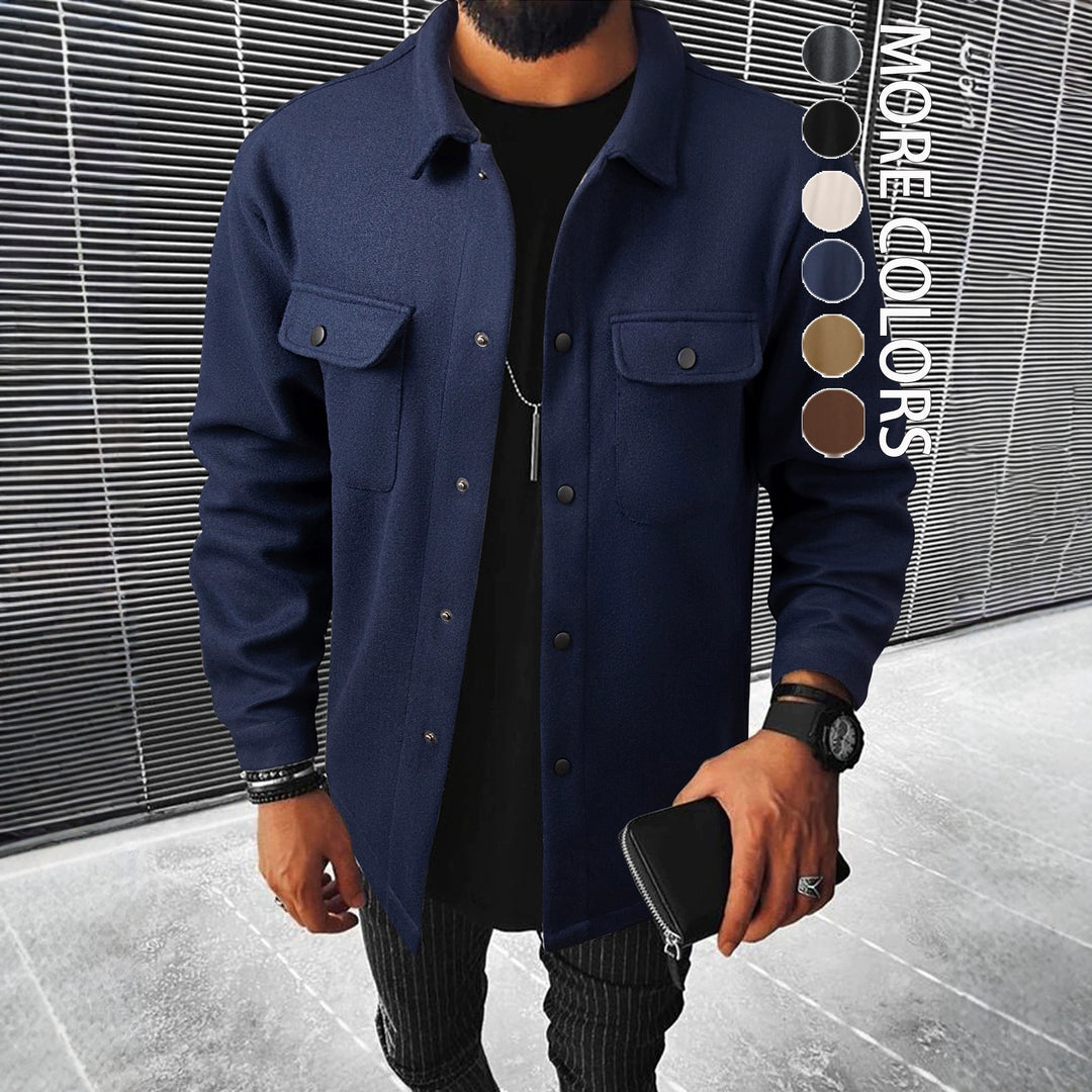 Herren nan Hemdenjacke aus Wollmix mit Druckknöpfen und Pattentaschen EB