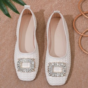 Damen elegante Ballerinas mit funkelndem Schmuckelement EB