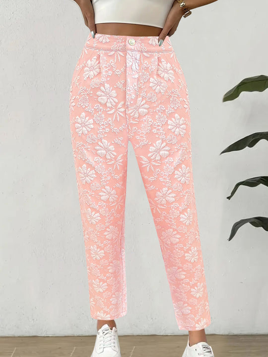 Damen Blumenmuster Hose im eleganten Casual-Stil EB