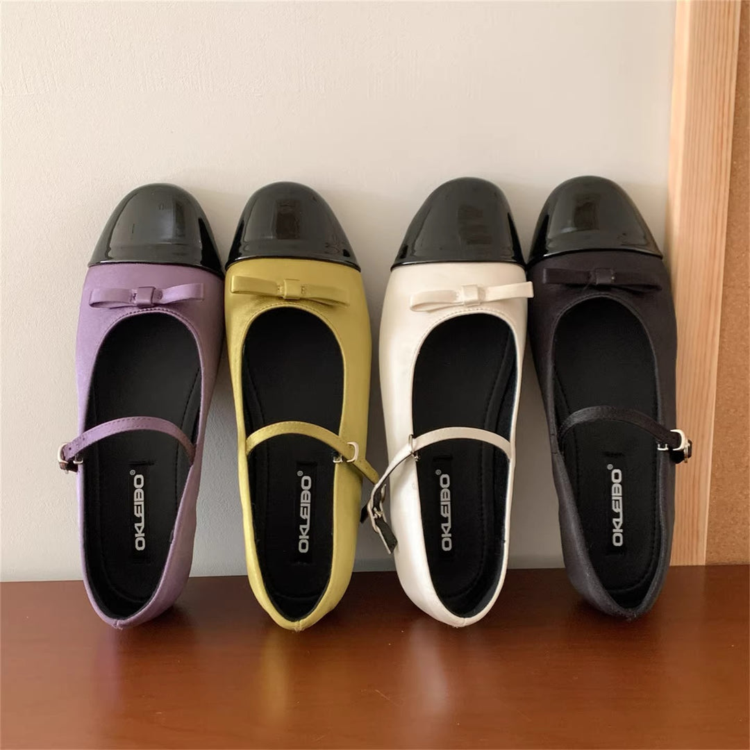 Damen Elegante Ballerinas mit dekorativer Schleifenverzierung und hochwertiger Lederoberfläche EB