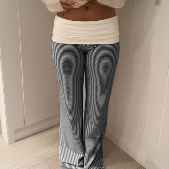 Damen nan weite Palazzo-Loungehose mit hohem Bund und elastischem Comfort-Stretch EB