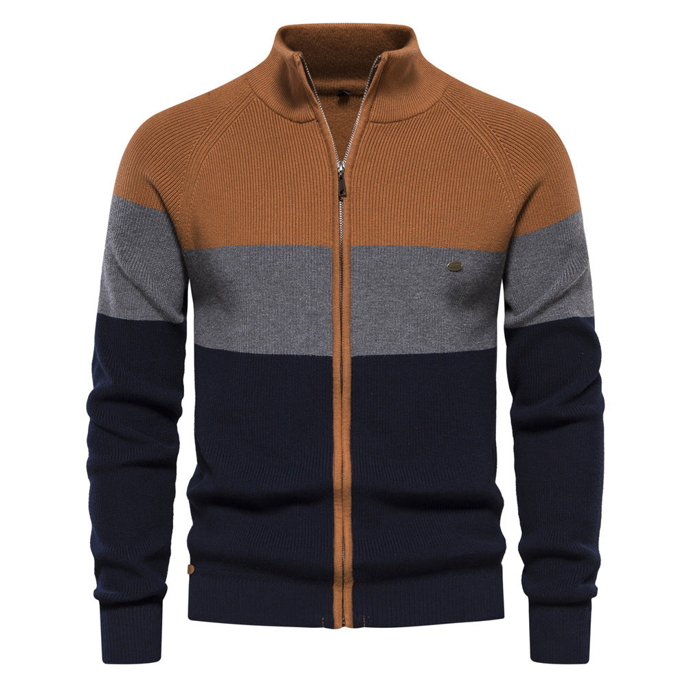 Herren Strickjacke mit modischem Farbblockdesign und hochwertigem Reißverschluss EB