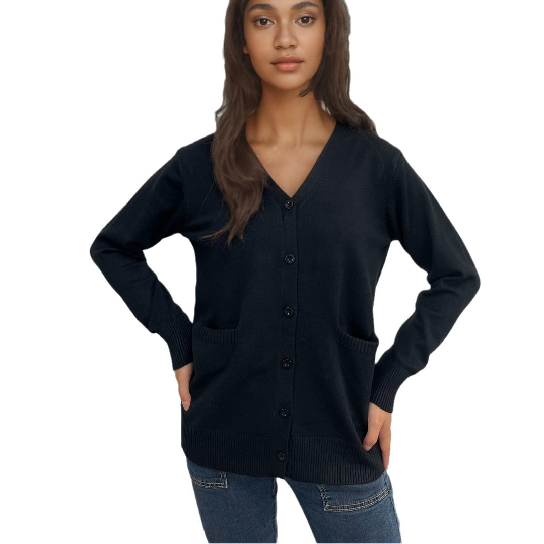 Damen Strickjacke mit eleganten Knopf- und Taschen-Details EB