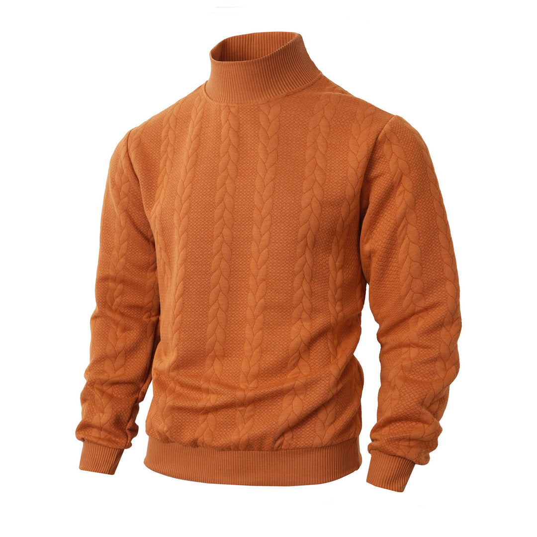 Herren Rollkragenpullover mit Zopfstrickmuster und gerippten Bündchen EB