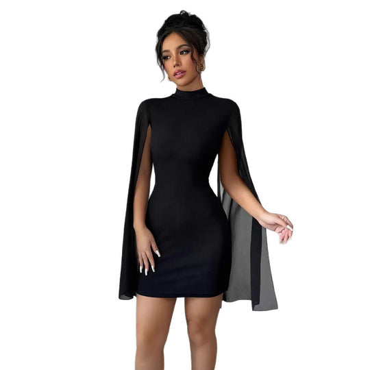 Damen trendiges Cocktailkleid mit fließenden Ärmeln EB