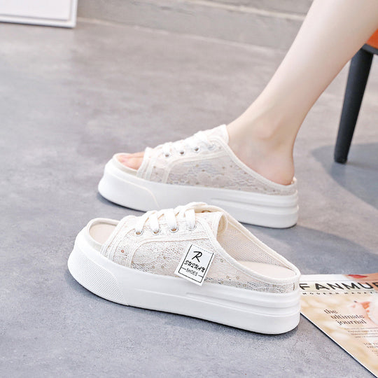 Damen Komfortable Clogsneaker mit modischem Spitzendesign EB