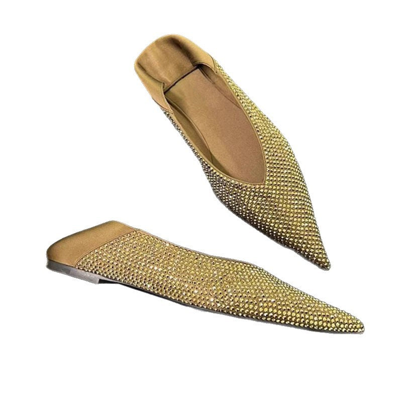 Damen elegante spitze Ballerinas mit glitzerndem Strassdesign EB
