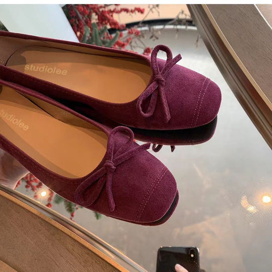 Damen Ballerinas mit runder Spitze und verspieltem Schleifendetail EB