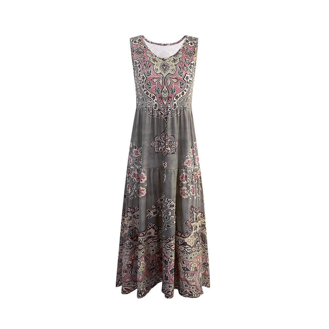 Damen Maxi-Kleid mit verspieltem Ethnomuster und schwingendem Schnitt EB