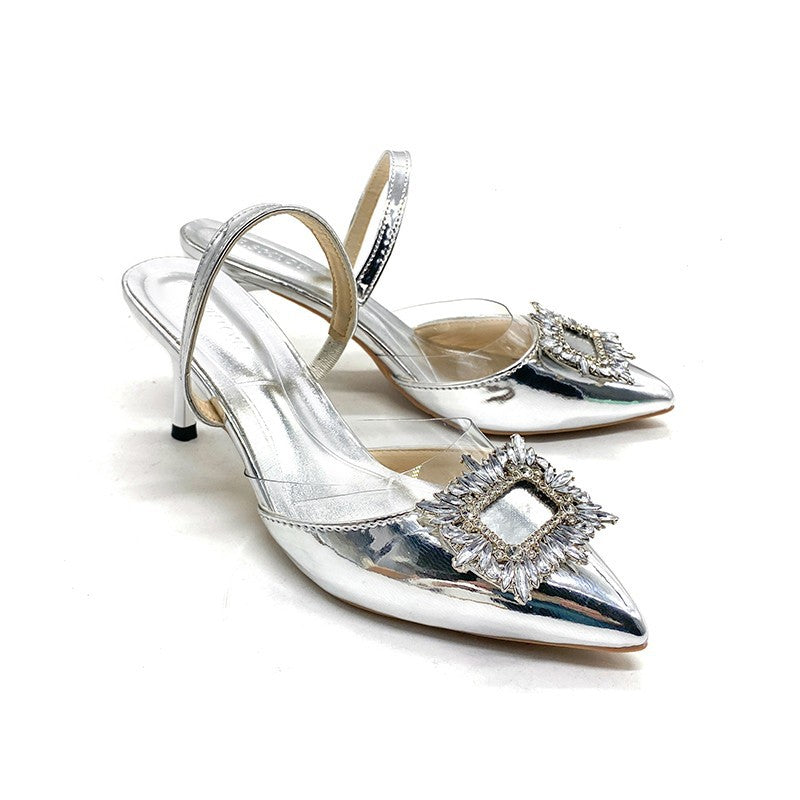 Damen Slingback-Pumps mit funkelndem Schmuckdetail EB