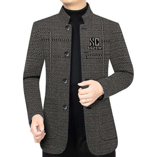 Herren Sakko-Cardigan mit wärmender Teddyfutter und Stehkragen EB