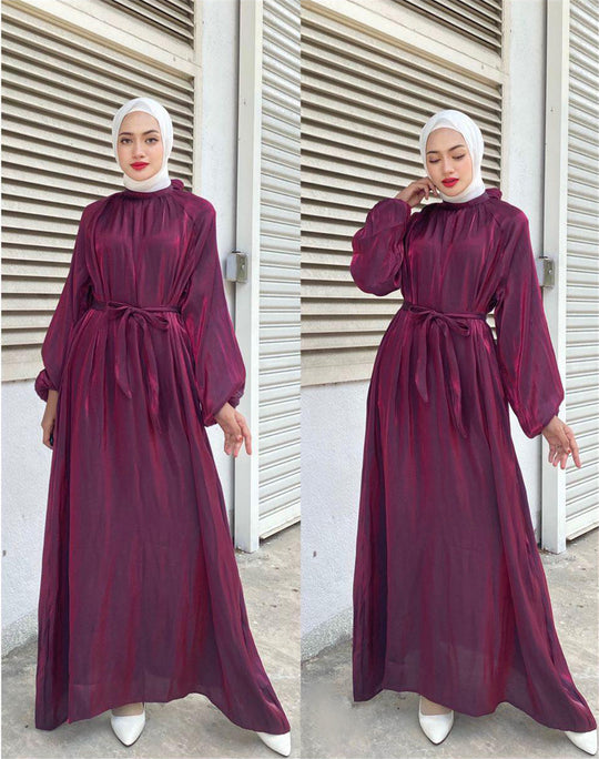 Damen Elegantes Langarmkleid mit Taillengürtel EB
