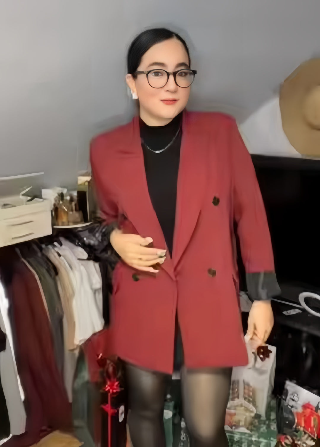 Damen Oversized Blazer mit doppelter Knopfreihe und lässigem Schnitt EB