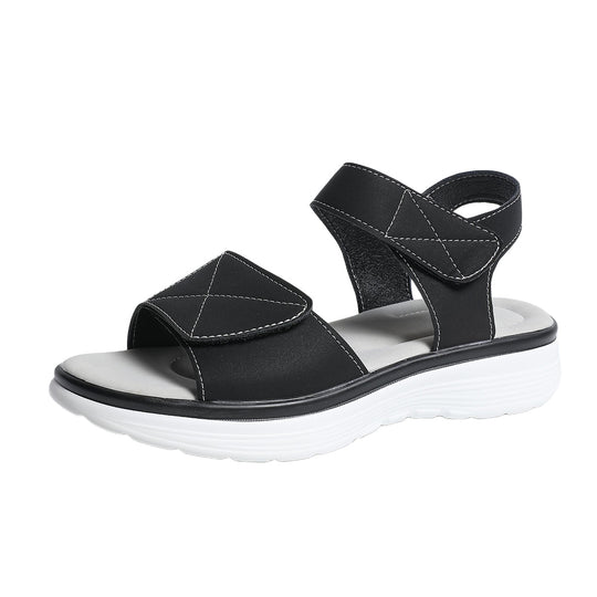 Damen Komfortable Sandalen mit elastischen Klettverschlüssen und Fußbett EB