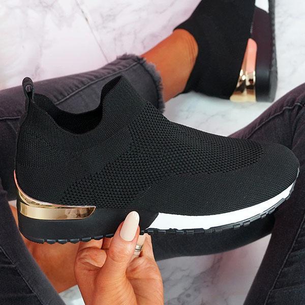 Damen sportliche Slip-On Sneakers mit innovativem Strickdesign EB