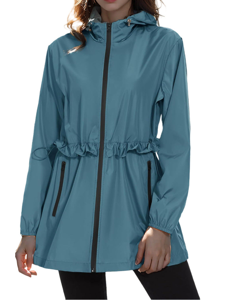 Damen Leichte Übergangsjacke mit verstellbarem Kordelzug und seitlichen Taschen EB