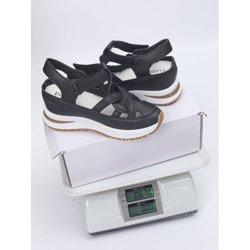 Damen Komfortable Keil-Sandalen mit atmungsaktivem Obermaterial und verstellbaren Riemen EB