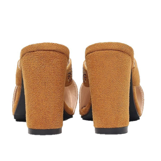 Damen Mules mit funkelnder Dekoration EB