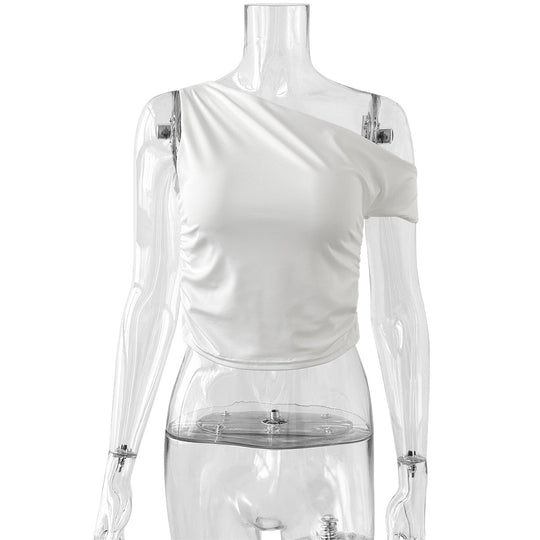 Damen Raffiniertes Asymmetrisches Oberteil mit Raffung EB
