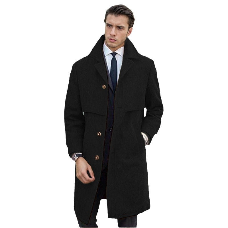 Herren eleganter Wollmantel mit doppelter Knopfleiste und modernem Design EB
