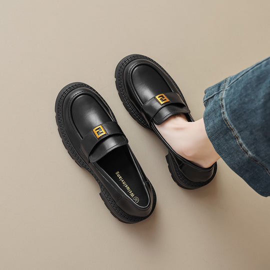 Damen elegante Mokassin-Slipper mit modischem Riemen und stabiler Gummisohle EB