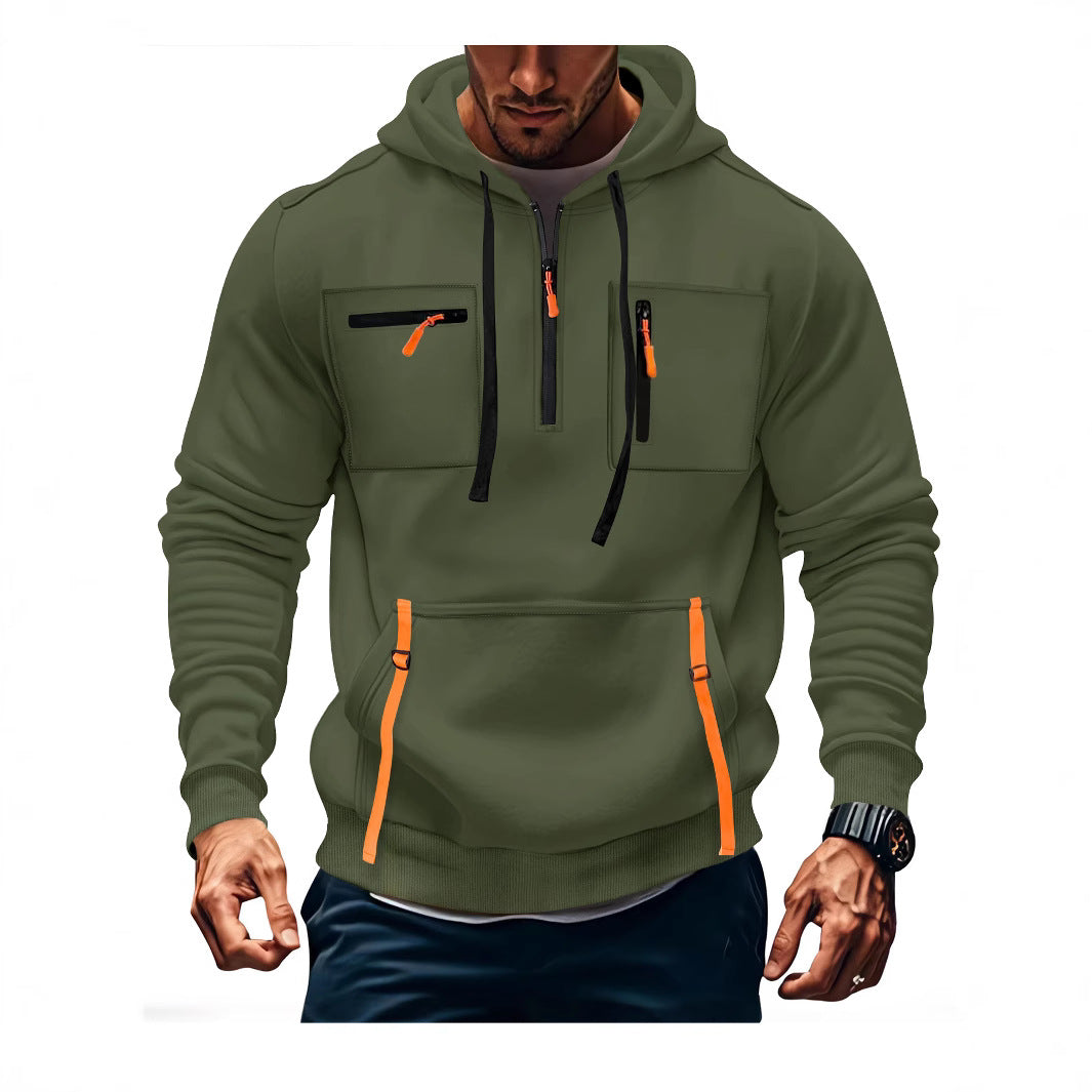 Herren modischer Kapuzenpullover mit funktionalen Reißverschlusstaschen EB