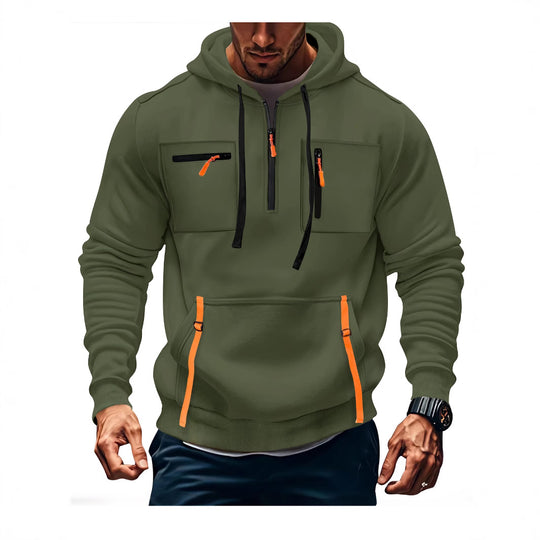 Herren modischer Kapuzenpullover mit funktionalen Reißverschlusstaschen EB