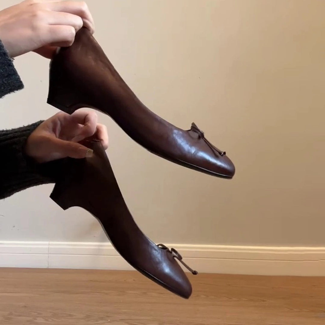 Damen elegante Ballerinas mit stabiler Sohle und dekorativem Schleifenakzent EB