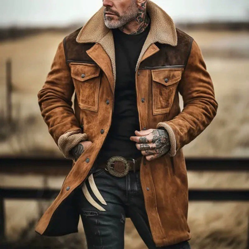 Herren verspielt schicke Wildlederjacke mit warmem Fleecefutter EB