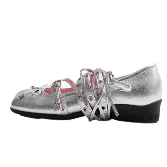 Damen Ballerinas mit modischem Riemchen-Design und Glanz-Finish EB