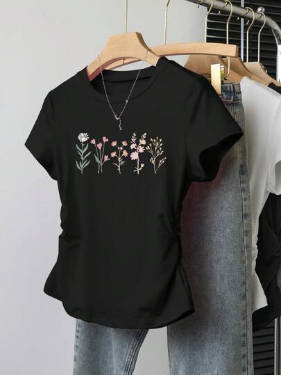 Damen Crop-T-Shirt mit figurbetontem Schnitt und modernem Design EB