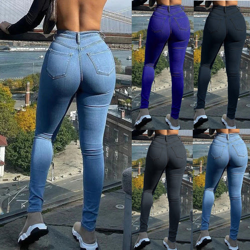 Damen Hochtaillierte Skinny Jeans mit formenden Nähten EB