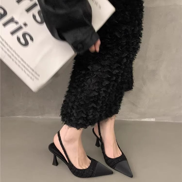 Damen Slingback Pumps aus edlem Materialmix EB