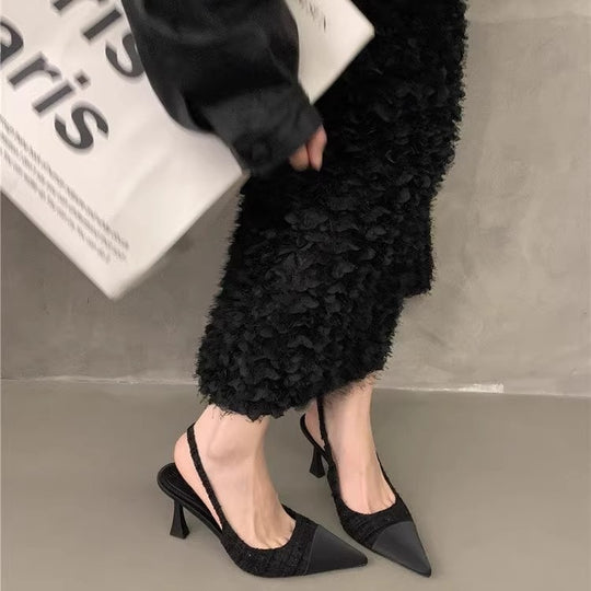 Damen Slingback Pumps aus edlem Materialmix EB