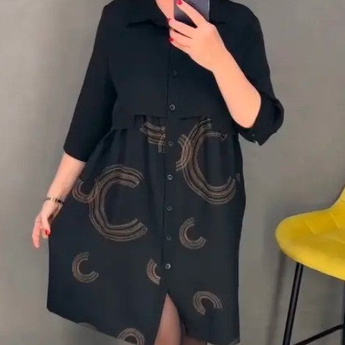 Damen Hemdblusenkleid mit modischer Overlay-Optik EB
