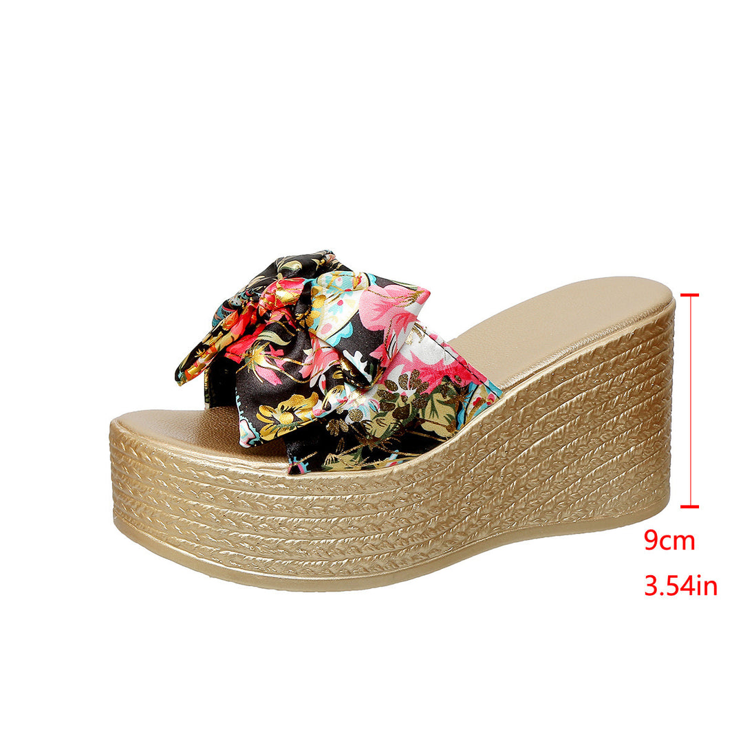 Damen Plattformsandalen mit dekorativem Schleifenakzent und rutschfester Sohle EB