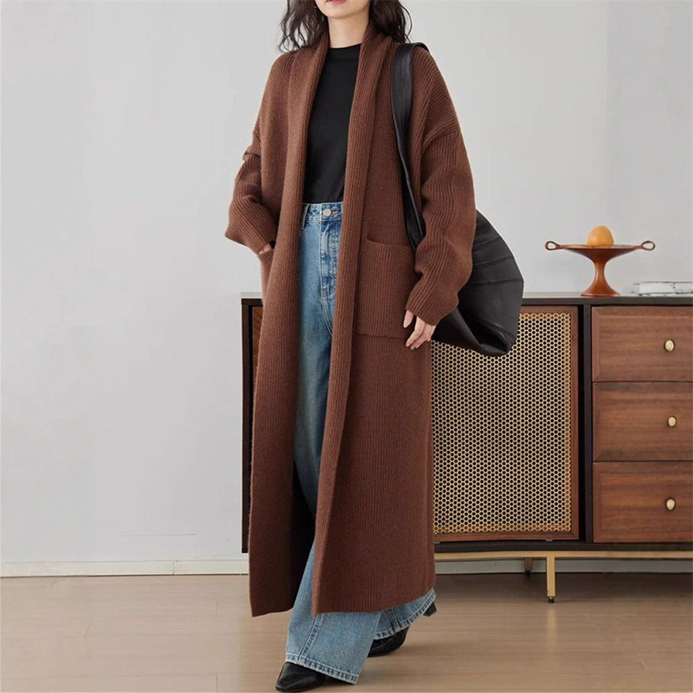 Damen Grob gestrickter Cardigan mit offenen Seiten und praktischen Taschen EB