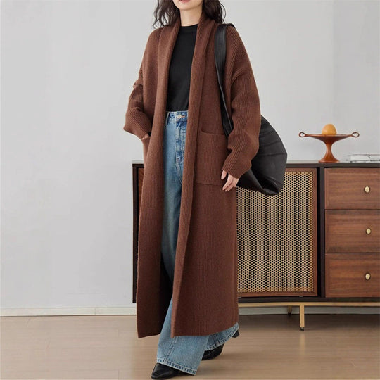 Damen Grob gestrickter Cardigan mit offenen Seiten und praktischen Taschen EB