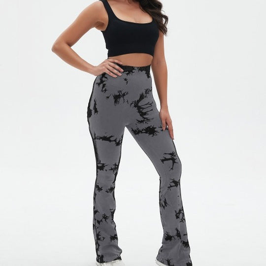 Damen Sportliche Weitbein-Trainingshose mit modischem Tie-Dye-Muster EB