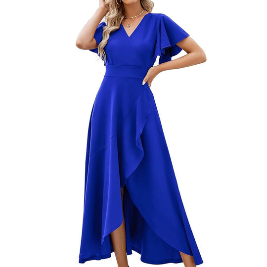 Damen Elegantes Maxikleid mit fließendem Rock und Rüschendetails EB