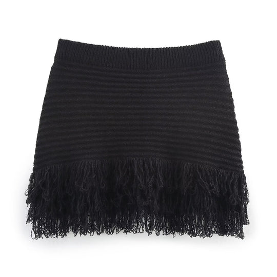 Damen Kurzarm-Strickjacke mit fransigem Saum und dekorativen Knöpfen EB